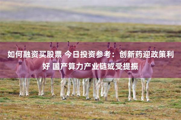 如何融资买股票 今日投资参考：创新药迎政策利好 国产算力产业链或受提振