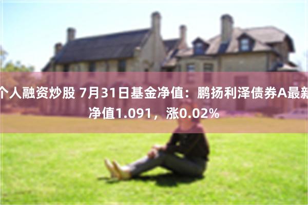 个人融资炒股 7月31日基金净值：鹏扬利泽债券A最新净值1.091，涨0.02%