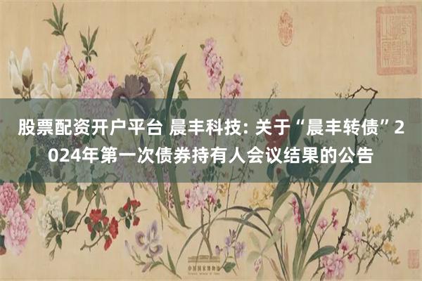 股票配资开户平台 晨丰科技: 关于“晨丰转债”2024年第一次债券持有人会议结果的公告