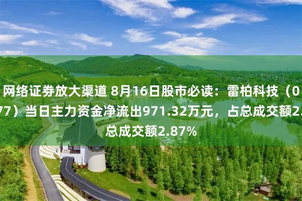 网络证劵放大渠道 8月16日股市必读：雷柏科技（002577）当日主力资金净流出971.32万元，占总成交额2.87%