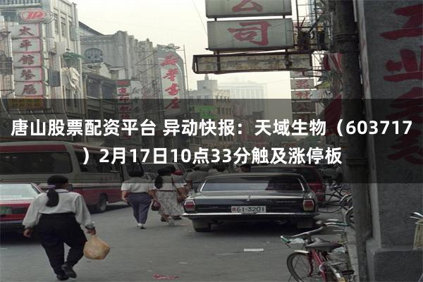 唐山股票配资平台 异动快报：天域生物（603717）2月17日10点33分触及涨停板