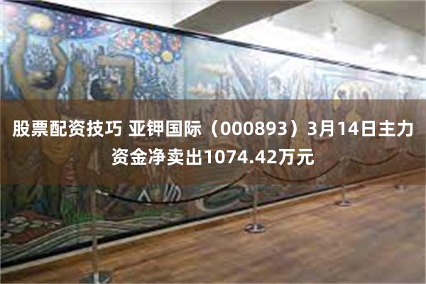 股票配资技巧 亚钾国际（000893）3月14日主力资金净卖
