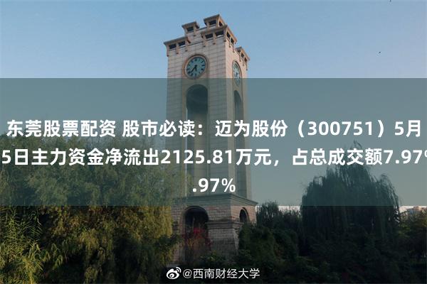 东莞股票配资 股市必读：迈为股份（300751）5月15日主