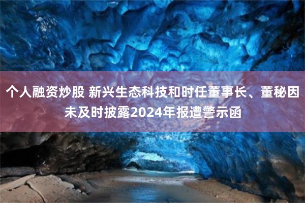 个人融资炒股 新兴生态科技和时任董事长、董秘因未及时披露20